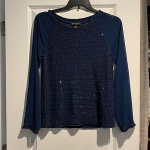 Inc sheer sleeves sequin top